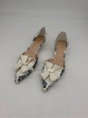 Qupid Floral D’Orsay Kitten Heels with Satin Bow
